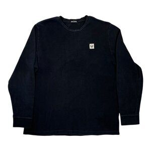 True Religion Long Sleeve Thermal T-Shirt Size Large Black Y2K